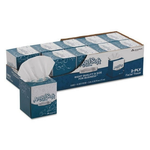 Ps Ultra Facial Tissue, 2-Ply, White, 96 Sheets/box, 10 Boxes/carton | Bundle of 2 Cartons