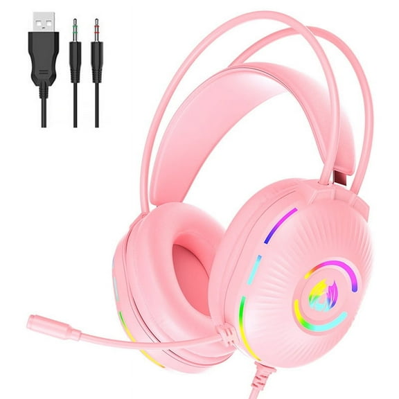 Ps5 Wired Gaming Headset for PC/Xbox Series,AILKIN Ps5 Gaming Headset with Mic Noise Cancelling Microphone for PS4/PS5/Switch,PC Usb Gaming Headphone,Dual 3.5mm Aux Head,RGB Light,7.1 Surround Sound