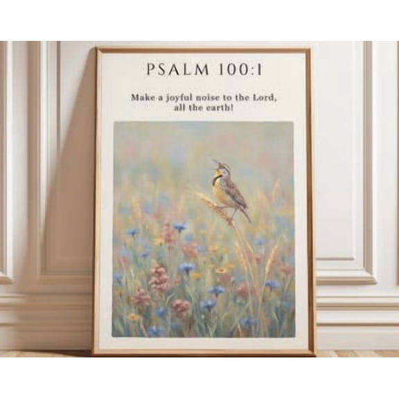 Psalm 100 1 Christian Bird Botanical Poster, Poster Home Decor, Poster Only
