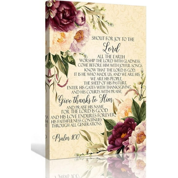 Psalm 100 Bible Verse Wall Art Scripture Wall Art Christian Floral Poster Landscape Contemporary Bedroom Decorative Painting Panel
