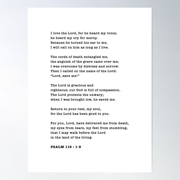 Psalm 116 Poster Wall Art, Modern Wall Decor For Living Room Bedroom, 8x12 UNFRAMED