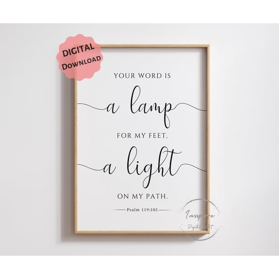 Psalm 119:105 Your Word Is A Lamp Minimalist Bible Verse Decor Christian Home Art First Communion Gift , Poster Only