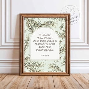 Psalm 121 8 Bible Verse Pine Branch Scripture Wall Art Unframed Paper Print