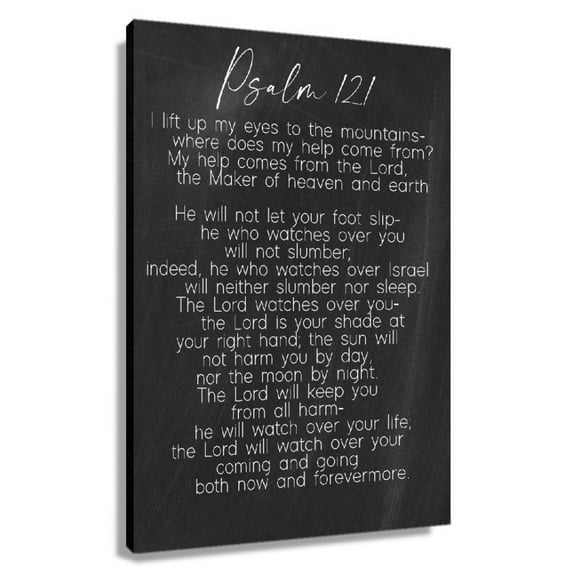 Psalm 121 Wall Art Bible Verse Poster Painting Canvas Artwork For Office Black Wall Decor Unframed 20×30 in