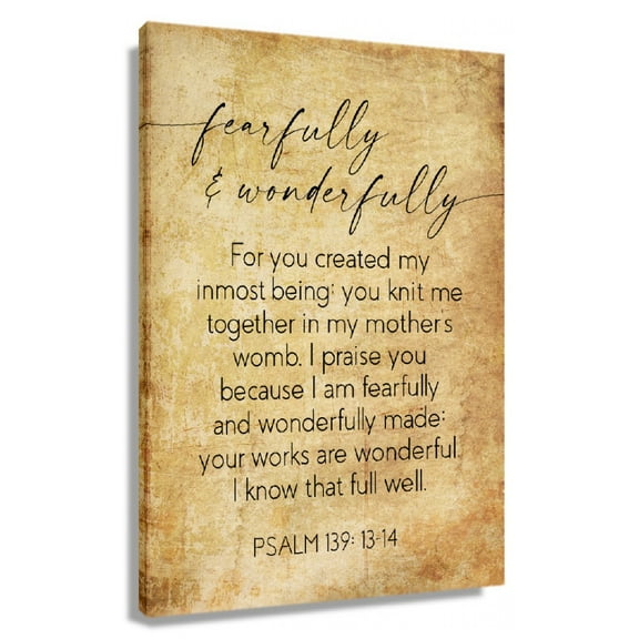 Psalm 139 13-14 Bible Quote Wall Art Scripture Posters Poster Pictures Wall Living Room Modern Painting Prints Canvas Decorations for Bedroom