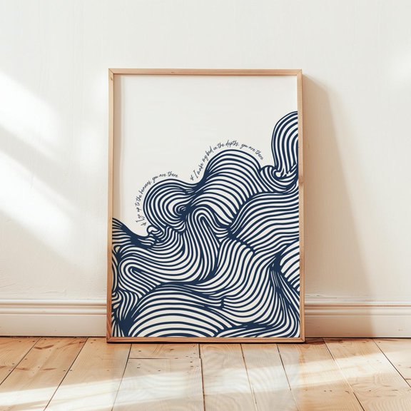 Psalm 139 Ocean Waves Print Christian Scripture Wall Art, Stretched Canvas 12x16in