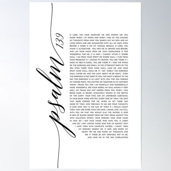 Psalm 139 Wall Art Poster Wall Art, Modern Wall Decor For Living Room Bedroom, 8x12 UNFRAMED