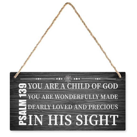 Psalm 139-You Are A Child Of God Inspirational Quote Wood Decor Sign, Bible Verses Decor Door Hanger Wooden Sign For House Party Farmhouse Outdoor Indoor Decorative 12X6 In