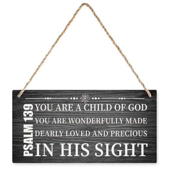 Psalm 139-You Are A Child Of God Inspirational Quote Wood Decor Sign, Bible Verses Decor Door Hanger Wooden Sign For House Party Farmhouse Outdoor Indoor Decorative 12X6 In