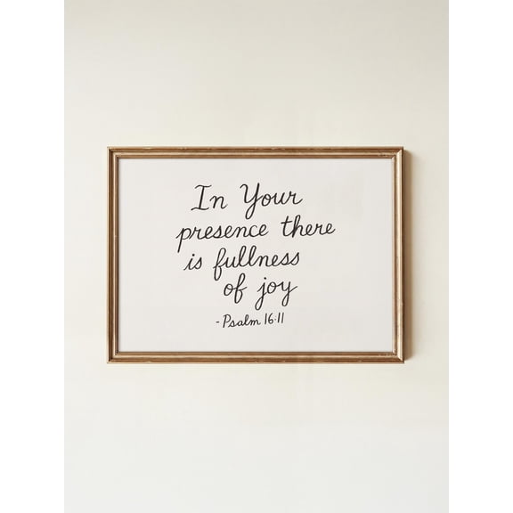 Psalm 16:11 Black and White Calligraphy Spiritual Art, Unframed Paper Poster 8x10in