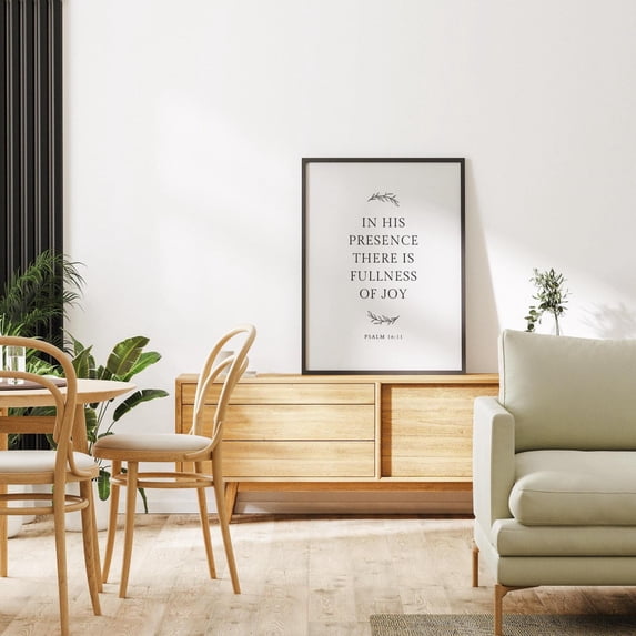 Psalm 16 11 Christian Scripture Modern Bible Verse Neutral Minimalist Wall Art, Stretched Canvas 16x20in