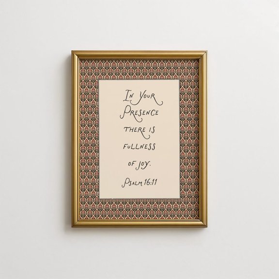Psalm 16:11 Elegant Calligraphy Inspirational Scripture, Unframed Paper Poster 8x10in
