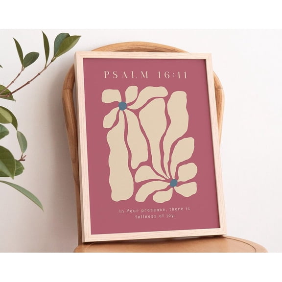 Psalm 16:11 Retro Flower Market Print Be Still Christian Wall Art Bible Verse Poster Scripture Gift For Her Colorful Blush Pink Wall Art, Modern Wall Decor, 24x36 UNFRAMED