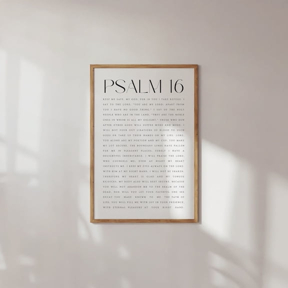 Psalm 16 Keep Me Safe My God Modern Christian Prints Minimal Bible Verse Wall Art Scripture, Unframed Paper Poster 8x10in