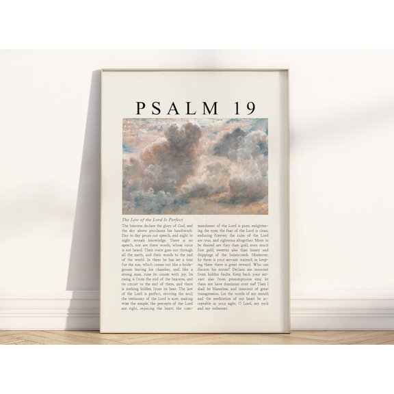 Psalm 19 Heavens Declare Glory of God Christian Cloud Scripture Artwork, Unframed Canvas 8x10in