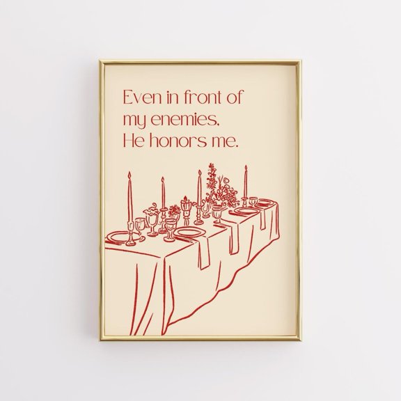 Psalm 23:5 Table Scene Print, Christian Dining Room Decor, Poster Only