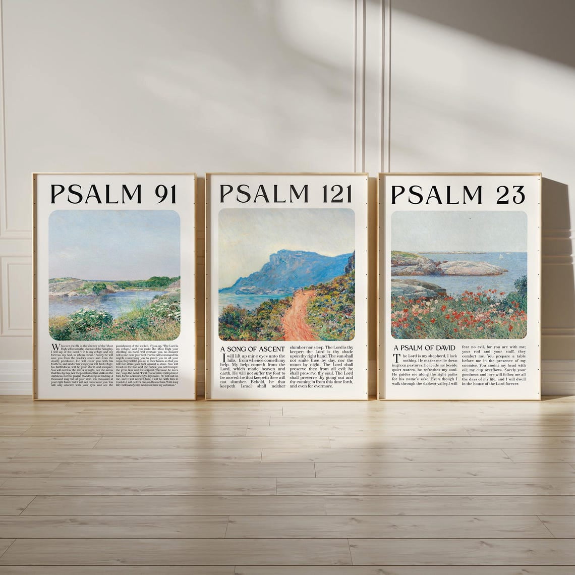 Psalm 23 91 121 Scripture Wall Art Printable Vintage Christian Set 3 ...