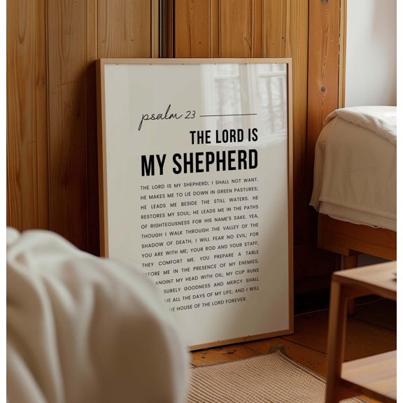 Psalm 23 Baptism Scripture Print, Unframed Paper Poster 8x10in