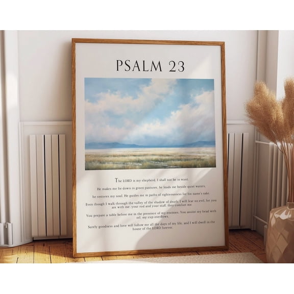 Psalm 23 Bible Poster - Inspirational Bible Print, Elegant Bible Decor With Psalm Quote - Serenity In Scripture Wall Art, Modern Wall Decor, 12x18 UNFRAMED