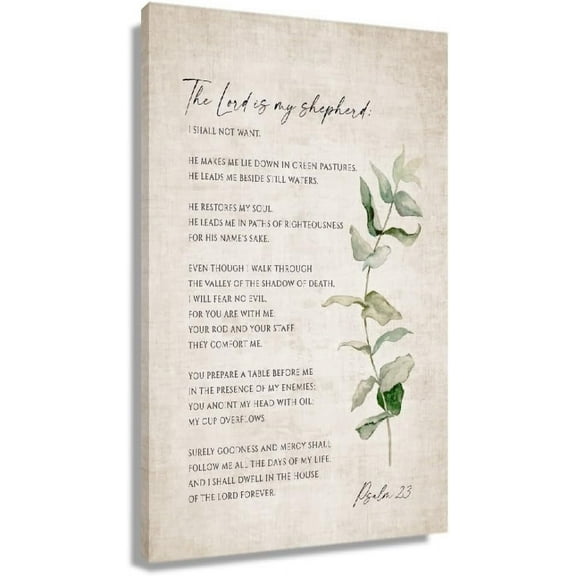 Psalm 23 Bible Verse Wall Art Prayer Poster The Lord is My Shepherd Scripture Wall Decor Kitchen Wall Birthday Decoration Modern Pictures for Hallway (24x36inch(60x90cm),Unframed)