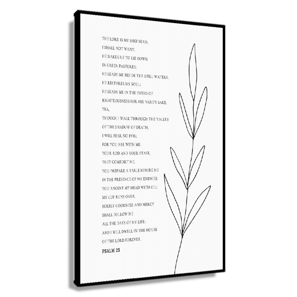 Psalm 23 Bible Verse Wall Art, The Lord Is My Shepherd Print, Botanical
