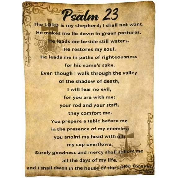 Psalm 23 Blanket Christian Gifts (50x40inch)- Religious Throw Blanket Soft Lightweight Cozy Plush Warm Blankets for Women Men