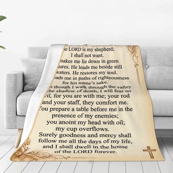 Psalm 23 Blanket Christian Gifts - Religious Throw Blanket Soft Lightweight Cozy Plush Warm Blankets for Women Men 50x40