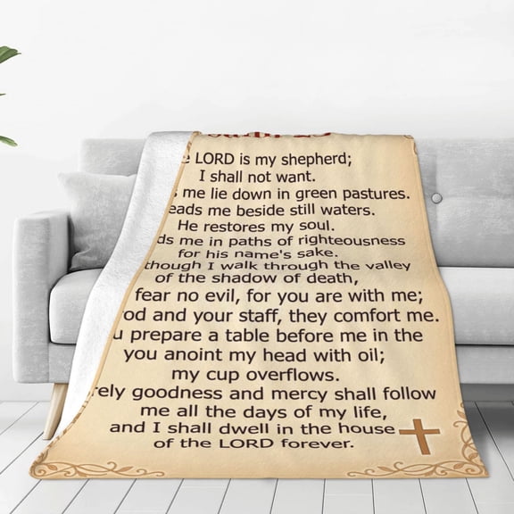 Psalm 23 Blanket Christian Gifts - Religious Throw Blanket Soft Lightweight Cozy Plush Warm Blankets for Women Men 50x40
