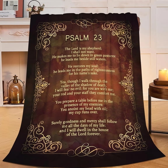 Psalm 23 Blanket Christian Religious Blanket Bible Verse Flannel Stuff Merch Cozy Christ Decor Fleece Plush Fuzzy Warm Soft Lightweight Bedding Gifts for Women Men Women Couch 50"X40"