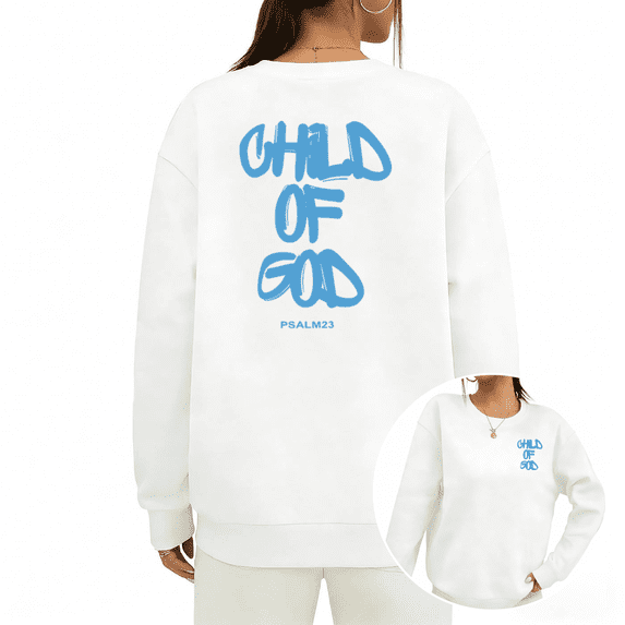 Psalm 23 Christian Graphic Print Sweatshirt Graphic Sweatshirt Women White S-3XL Tops