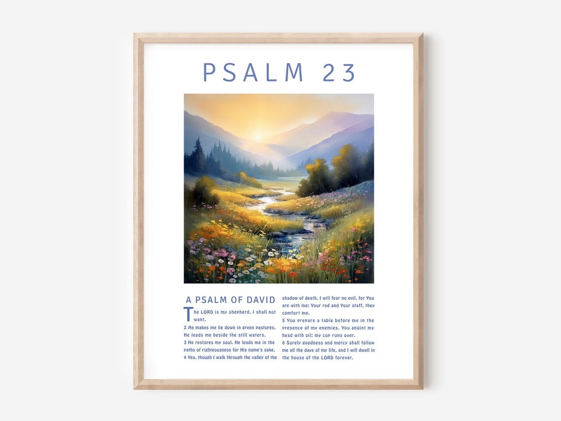 Psalm 23 Christian Poster Bible Verse Wall Art Home Decor, Unframed ...