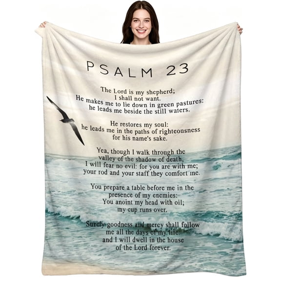 Psalm 23 Christian Scripture The Lord, Soft Warm Flannel Fleece, Religious Christian Inspirational, Throw Blanket, Cozy Warm, Home Decor, Couch Sofa Bed