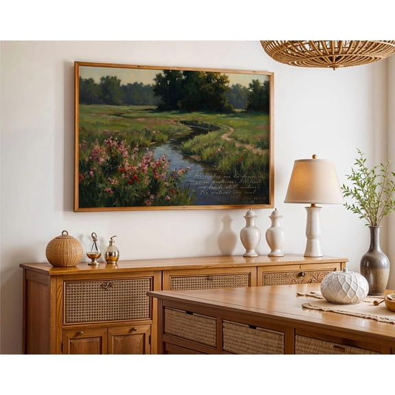 Psalm 23 Green Pastures Christian Wall Art Still Waters Scripture Landscape Faith Nature Print, Unframed Paper Poster 8x10in