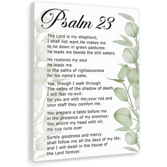 Psalm 23 Inspirational Bible Verse Canvas Wall Art,Motivational Scripture Print Painting Artwork for Christian Home Office Bible Verse Wall Decor