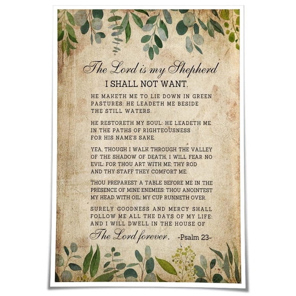 Psalm 23 Kjv Bible Verse Wall Art Prayer Poster Vintage Scripture Wall Decorations for Home Poster Landscape Kitchen Pictures