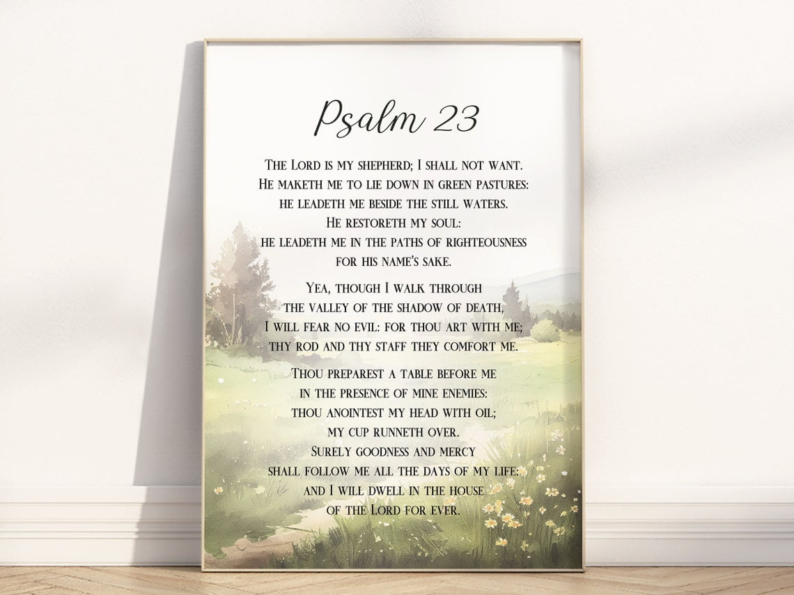 Psalm 23 The Lord Is My Shepherd Bible Verse Wall Art, Modern Christian ...
