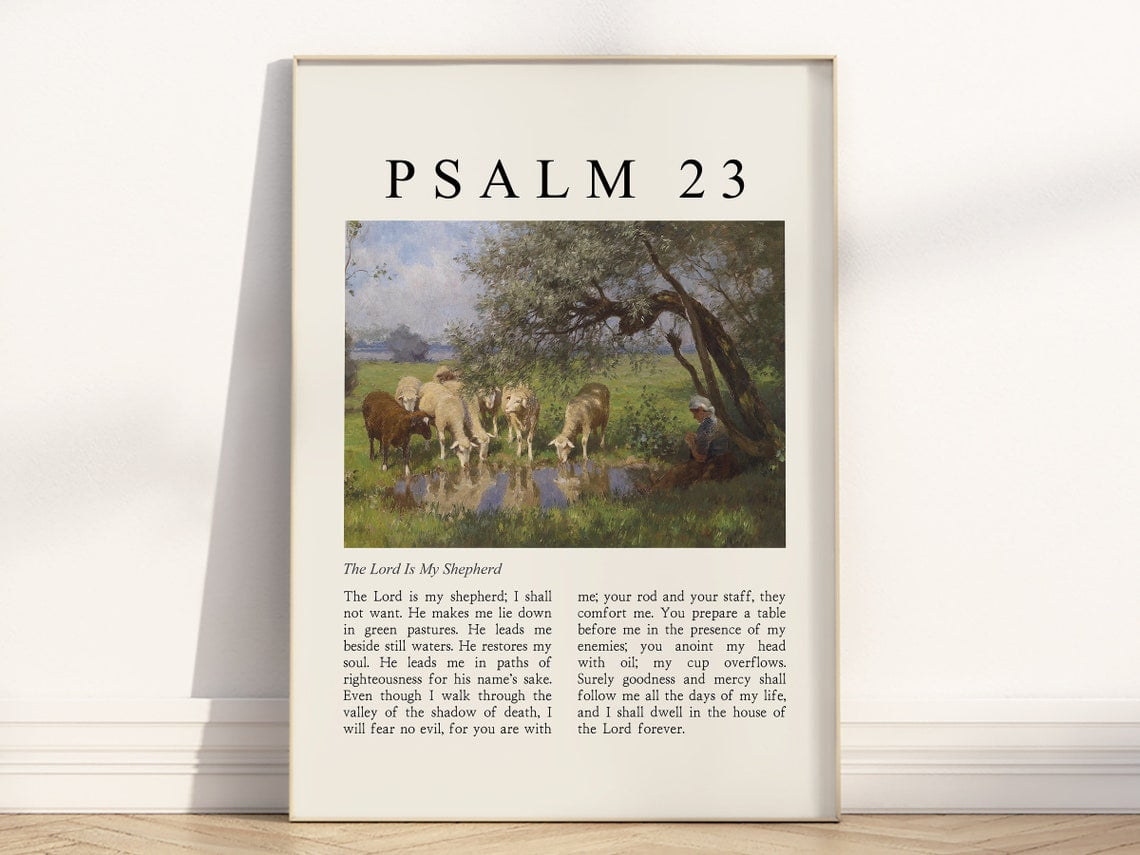 Psalm 23 The Lord Is My Shepherd Bible Verse Wall Art, Vintage ...
