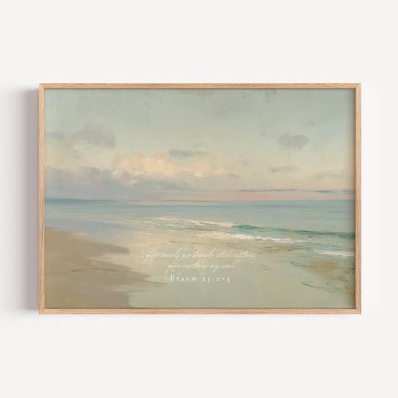 Psalm 23 Still Waters Ocean Scripture Print, Unframed Paper Poster 24x36in