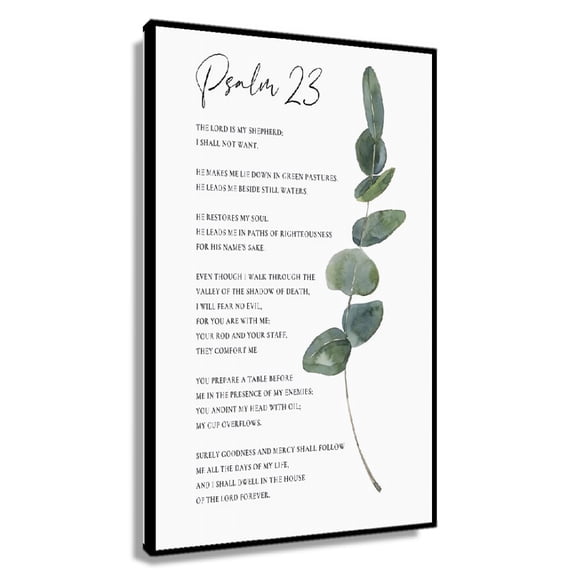 Psalm 23 The Lord Is My Shepherd Bible Verse Wall Art Botanical Scripture Sign Christian Art Print for Baptism Gift Poster Nature Artwork Kitchen