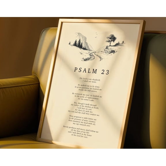 Psalm 23 The Lord Is My Shepherd Wall Art Print, Unframed Paper Poster 8x10in