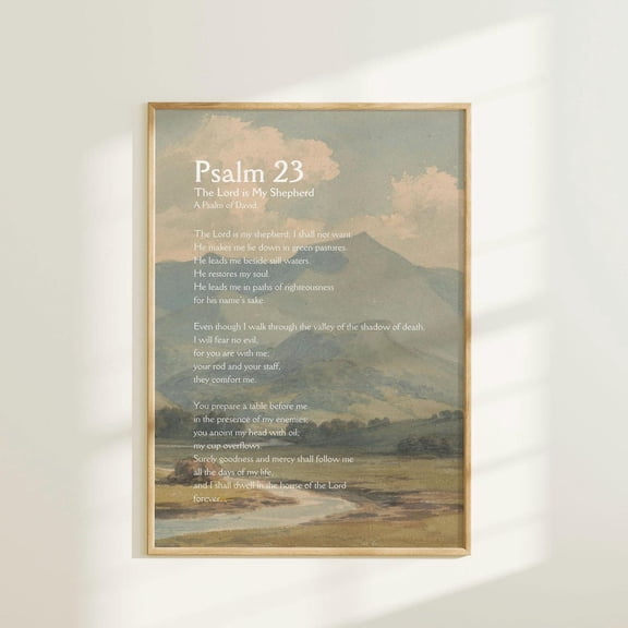 Psalm 23 Vintage Landscape Christian Wall Art Bible Verse Wall Art Landscape Mural Christian Print Pastor Appreciation Wall Art Modern Wall Decor