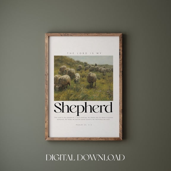 Psalm 23 Vintage Shepherd Wall Art Print Christian Home Decor