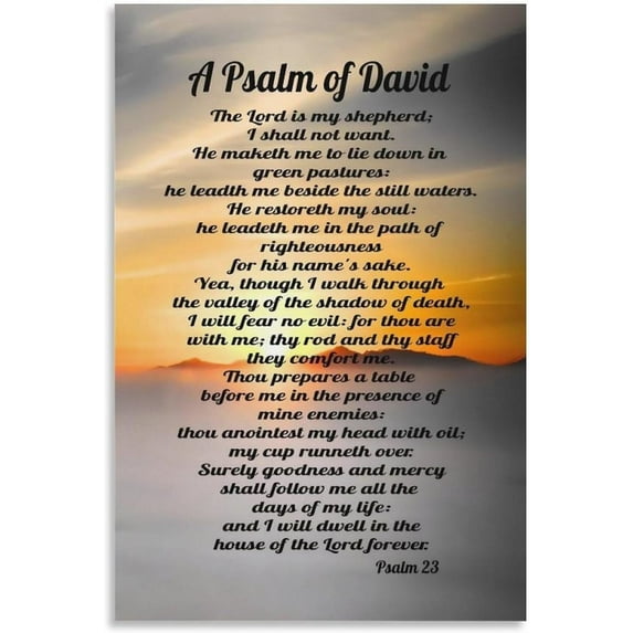 Psalm 23 Wall Art A Psalm of David Poster Decorative Painting Bathroom Decor Living Room Canvas Wall Art UnFramed,16x24inch(40x60cm)