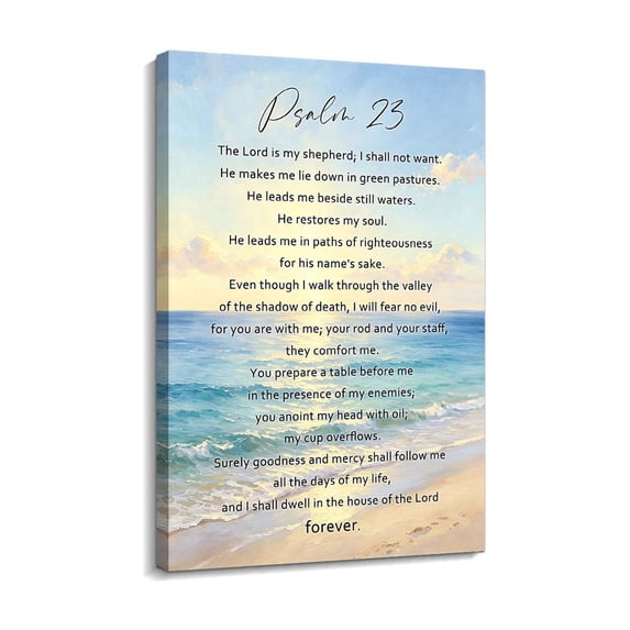 Psalm 23 Wall Art Bible Verse Poster Christian Ocean Canvas Scripture ...