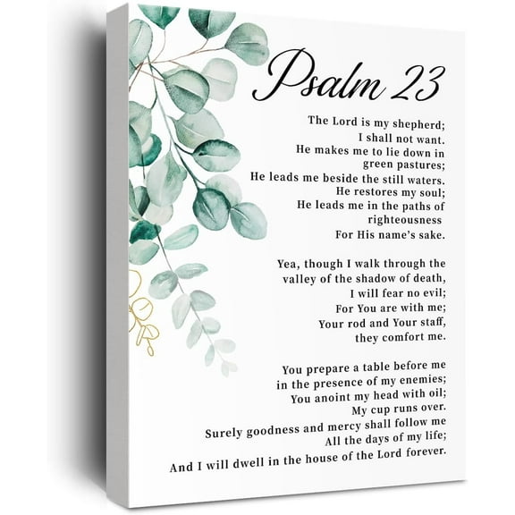 Psalm 23 Wall Art, Bible Verses Wall Decor, Scripture Wall Art, Christian Wall Decor, Inspirational Quotes Bible Verse Scripture Print Unframed Canvas Painting Christian Prayer Room Office