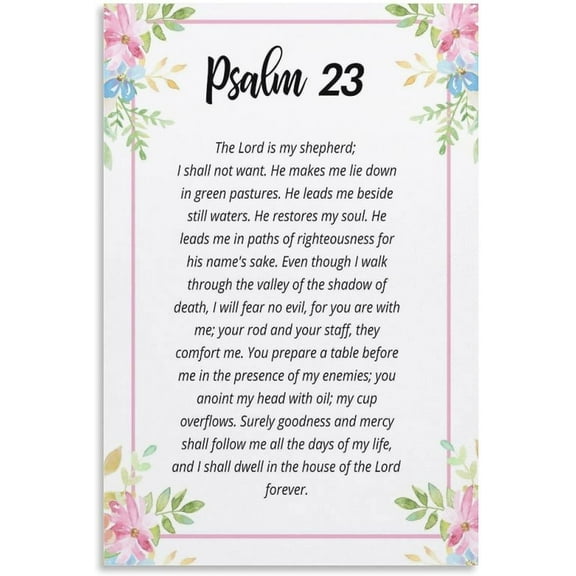 Psalm 23 Wall Art Canvas Wall Art Posters Gifts Bedroom Painting Home Decor Hanging Pictures UnFramed-2,12x18inch(30x45cm)