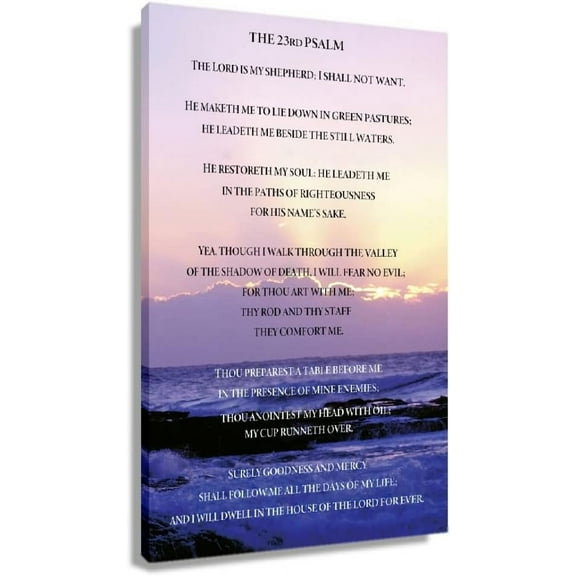 Psalm 23 Wall Art Framed Scripture Wall Decor Vintage Art Canvas Quotes Modern Painting Poster With Bible Verses Classic Pictures Decorations Famous Quotes Artwork Framed (12x18 inch)