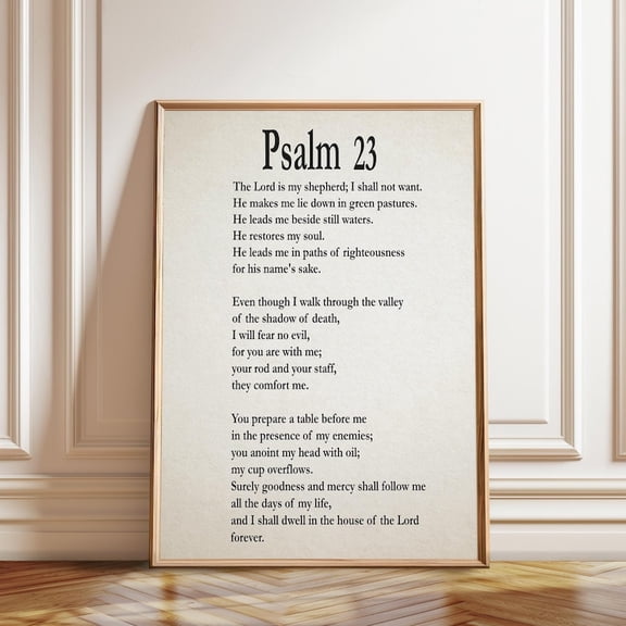 Psalm 23 Wall Art Print Home Decor, Unframed Paper Poster 8x10in