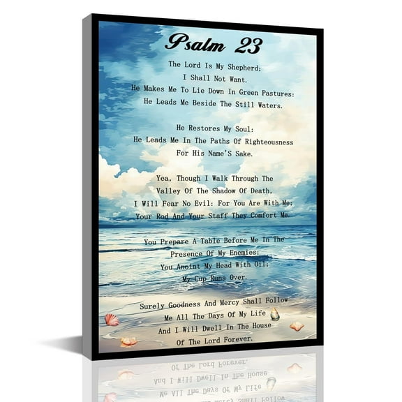 Psalm 23 Wall Art Scripture Bible Verse Psalm 23 Canvas Wall Decor Prints Painting Christian Religous Ocean Wall Art Artwork For Bedroom Living Room Church