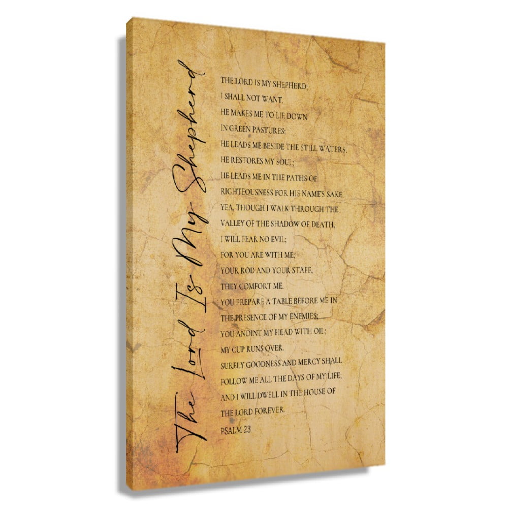 Psalm 23 Wall Art The Lord Is My Shepherd Bible Verse Canvas Wall Art ...